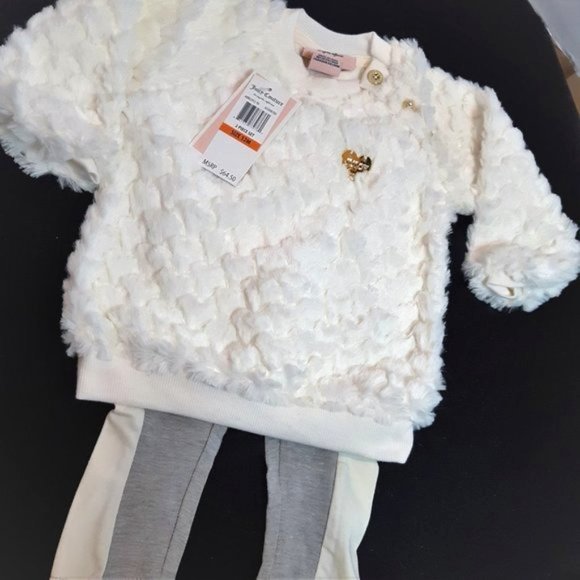Juicy Couture Baby 12MONTH Cozy Legging & Faux Fur Sweater Set NWT - Picture 1 of 13